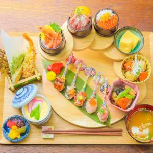 大人の和ンスプーン寿司×おチビ丼の階段贅沢御膳