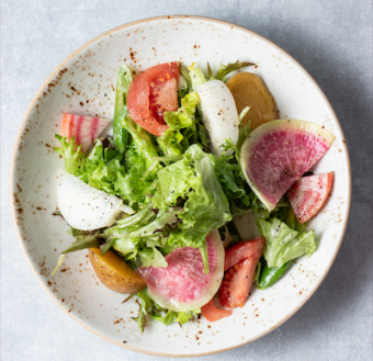 Colorful vegetable salad with Awaji onion vinaigrette