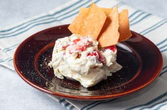 Seasonal fruits and mascarpone with Shiraae sauce