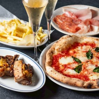 【2次会プラン】メインスペアリブ付きピザ6種から選べる全4品+1.5H飲み放題付き3,500円