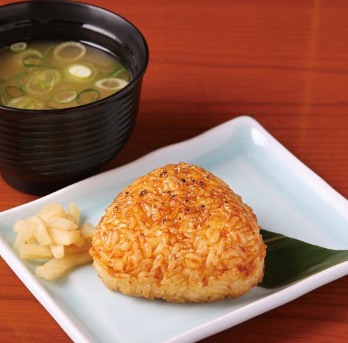 Grilled rice ball with miso soup