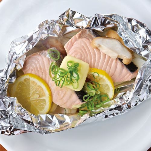 “松木の子”と秋鮭のレモンホイル焼き