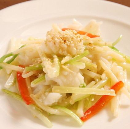 Stir-fried celery, squid and fermented bean curd