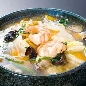 Soba with salty seafood soup