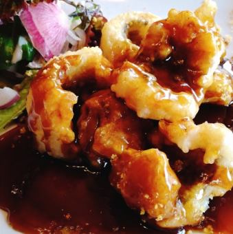 穴子の揚げ物　黒酢ソース