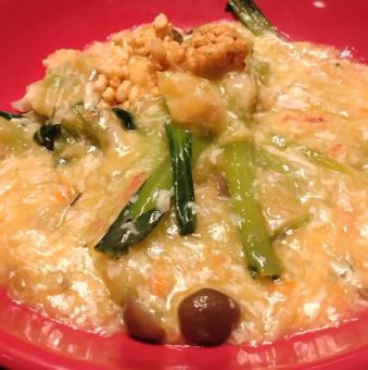 季節野菜の上海蟹あんかけ
