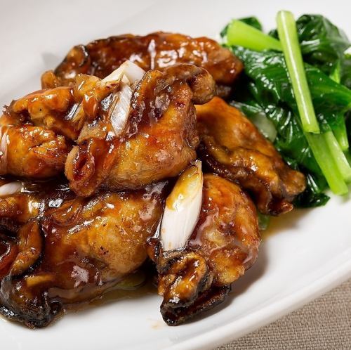 牡蠣の葱生姜炒め 青菜添え