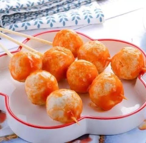 Grilled shrimp dumpling skewers