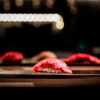 【센다이 쇠고기】 희소 부위의 고기 초밥 오관과 와규 야키니쿠 오종 세트 코스