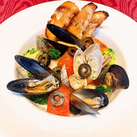 Zuppamare Mussels, clams and olives steamed in white wine