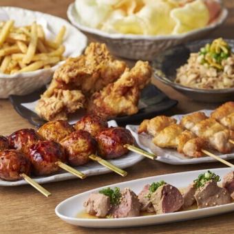 当日予約OK！【生ビール付き飲み放題】リーズナブルに楽しめる すみれ鶏好みコース