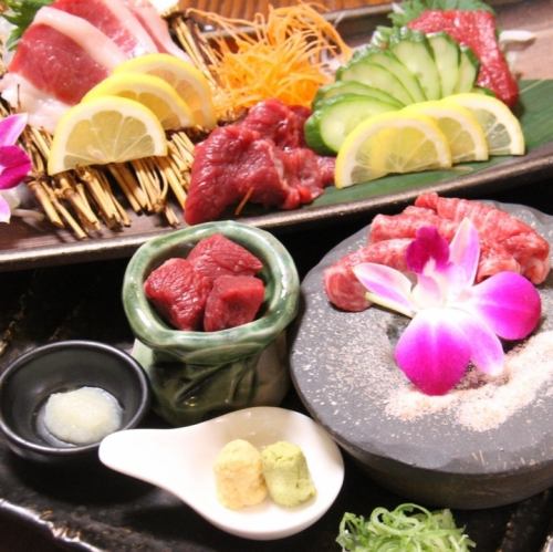 <Directly from Tsukuda Farm in Kagoshima Prefecture> Five kinds of 100% Japanese horse sashimi