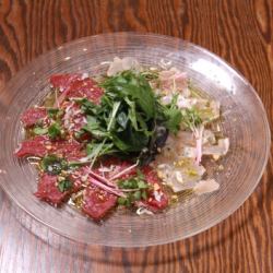 Domestic horse sashimi and freshly slaughtered carpaccio