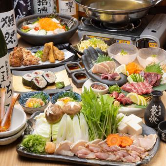 120 minutes all-you-can-drink included [Horse chicken course with choice of hotpot] 7 dishes in total including domestic horse sashimi and a luxurious assortment of freshly slaughtered chicken