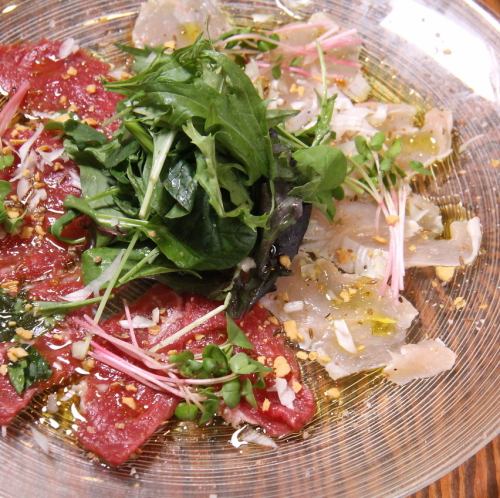 国産馬刺しと朝引きのカルパッチョ