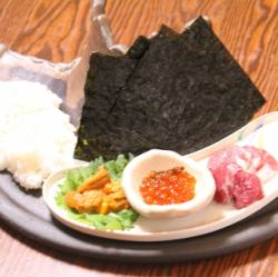 極上海苔を使ったうにく手巻き寿司