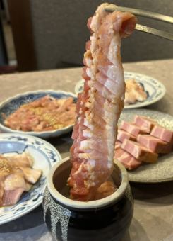 Long marinated pork ribs