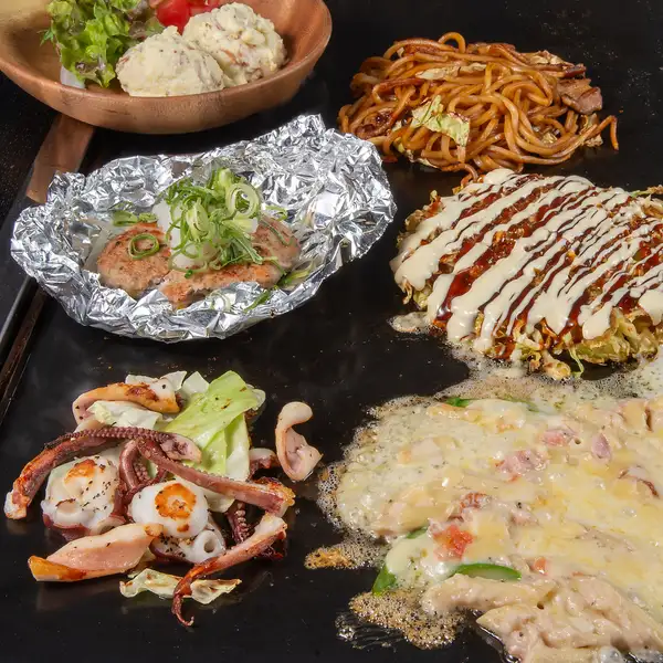 【本場の旨味】飲み放題付きコースで楽しむ鉄板料理<全7品>◆各種宴会に最適なコースです♪ 4500円(税込)
