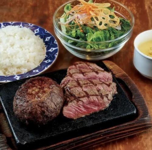熟成牛ハンバーグ&ステーキセット