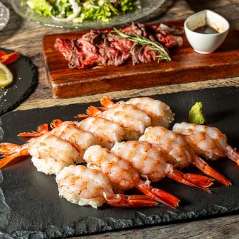 ★3時間食べ放題★エビ寿司食べ放題&宮崎和牛ローストビーフコース！全7品【4500円→3800円】