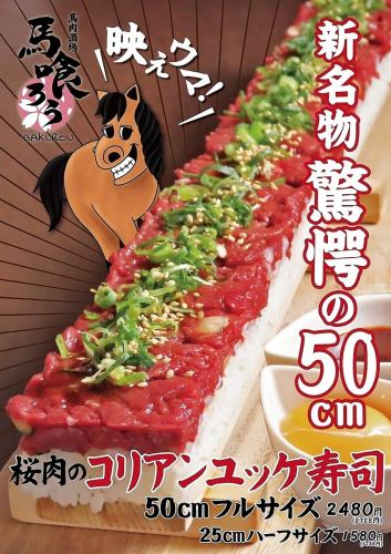 ＜高田駅徒歩3分＞上越高田馬喰ろう名物！オーダー率80％越え【驚愕の50cm！！桜肉のコリアンユッケ寿司】