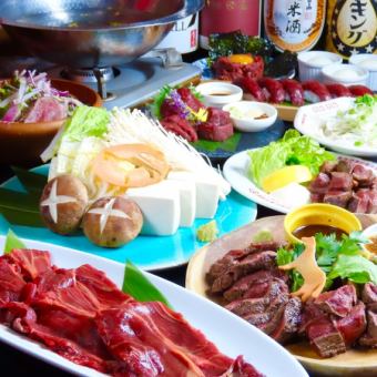 10％OFF！！【馬肉のしゃぶしゃぶコース5500円→5000円】馬肉しゃぶしゃぶ等料理9品+2H飲放