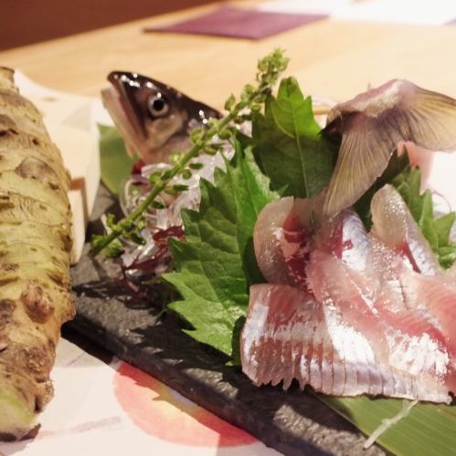 1 live sweetfish sashimi