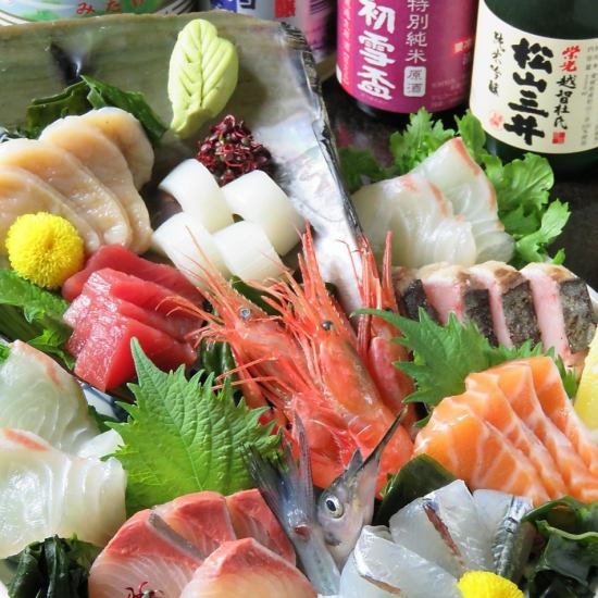 鲣鱼、鲷鱼等！丰富的濑户内海海鲜！时令生鱼片1,980日元