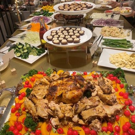 【X’mas Dinner】12種のシュラスコ食べ放題+30種のクリスマスビュッフェ8000円