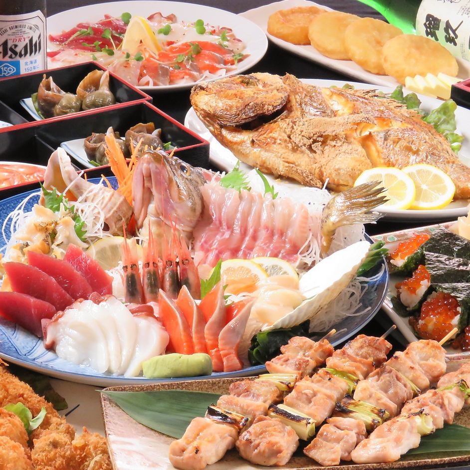 毎朝市場で仕入れる新鮮な鮮魚のお刺身等全7品120分飲放付4500円