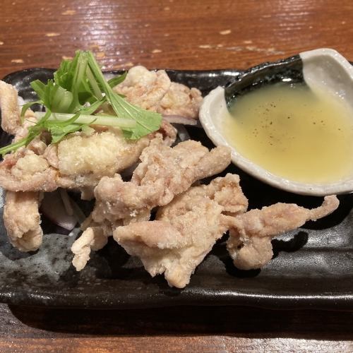 Deep fried chicken neck with yuzu pepper sauce