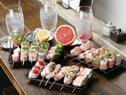 [Banquet course] 4 vegetable skewers per person ≪11 dishes≫ + draft beer included 120 minutes (last order 90 minutes) all-you-can-drink ⇒ 5,000 yen (tax included)