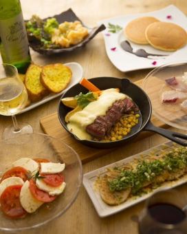 燈肉x烤奶酪!美國奶酪牛排所有6項★女孩派對套餐【平日2800日元,週末3300日元】