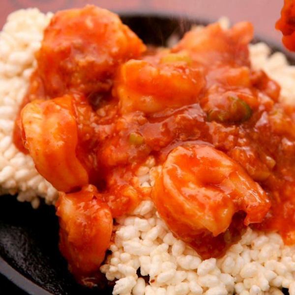 Exquisite ★ juicy shrimp chili to the hot pot of Atsatsu !!