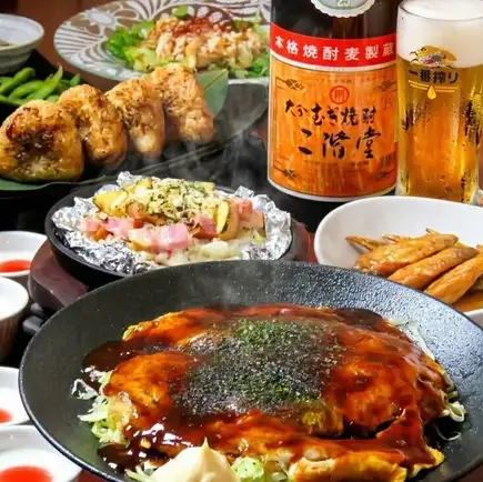 Okonomiyaki Course [2-hour all-you-can-drink included] 8 dishes including potato and cheese gratin and chicken wings ◆ 4500 yen (tax included)