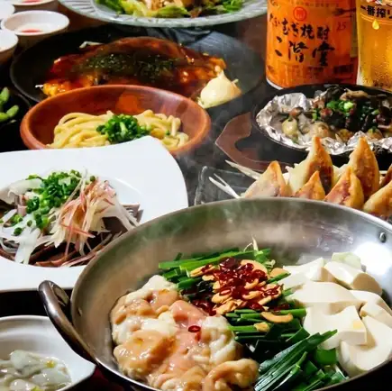 Motsunabe course [2-hour all-you-can-drink included]: 9 dishes in total, including Hamamatsu gyoza, grilled oysters, and Hiroshima-style okonomiyaki ◆ 5000 yen