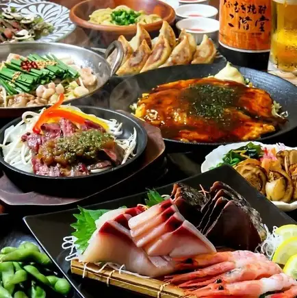 A full course meal featuring 3 kinds of sashimi and beef skirt steak, with 2 hours of all-you-can-drink! 9 dishes in total ◆ 6000 yen