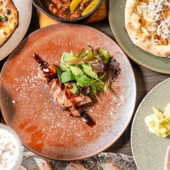 【2時間飲み放題付】メインは仔牛のロースト！夏の食材をふんだんに使った石窯料理フルコース