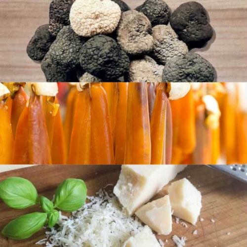 トリュフ、カラスミ、削りたてパルミジャーノの三大珍味を使ったスペシャルピザに無料グレードアップ！！