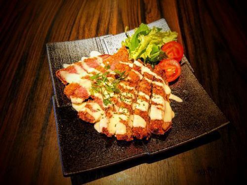 Beef cutlet with wasabi sauce