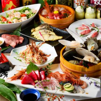 May to July [All-you-can-drink included] Hamayaki live shellfish, seafood thick sushi rolls, etc. [Sea course] Total of 9 dishes, 4,500 yen (tax included)