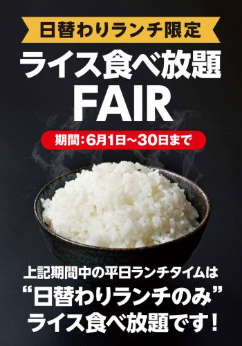 6月限定　日替わりランチのみライス食べ放題！！