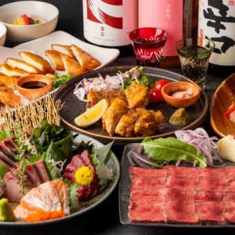 【2H飲放付】ウマファク定番コース◆お刺身5点盛・ローストビーフ・朝〆鶏のスチームグリルなど