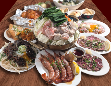 12 dishes in total! 120-minute all-you-can-drink course with 3 types of meat sashimi, Hiroshima oysters, and beef offal chanko nabe