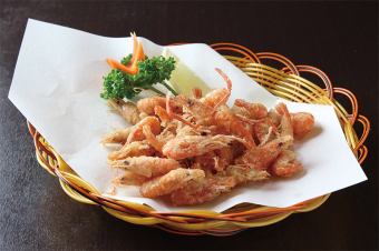 Fried river shrimp