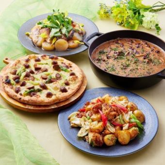 地産地消の季節の出来立て料理が楽しめる50種類のディナービュッフェ