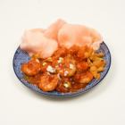 Jumbo black tiger prawn stir-fried with sweet and sour chili peppers