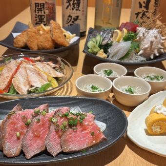 11/7スタート【お手軽に】　刺身３点盛りやメインの鶏ちゃんこ鍋等全7品＋2時間飲み放題付4000円