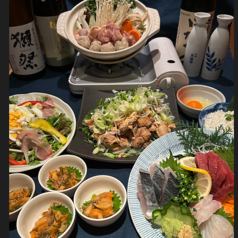 For welcoming and farewell parties [Easy to prepare] 7 dishes including 3 kinds of sashimi and main dish of chicken chanko nabe + 2 hours all-you-can-drink for 4,000 yen