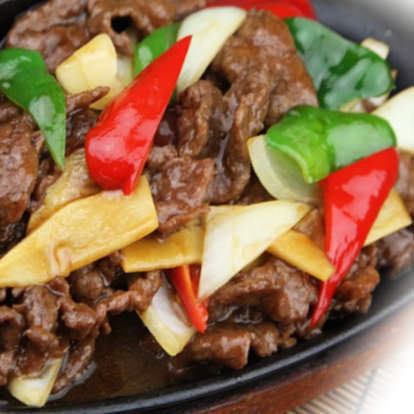 Black pepper teppanyaki beef